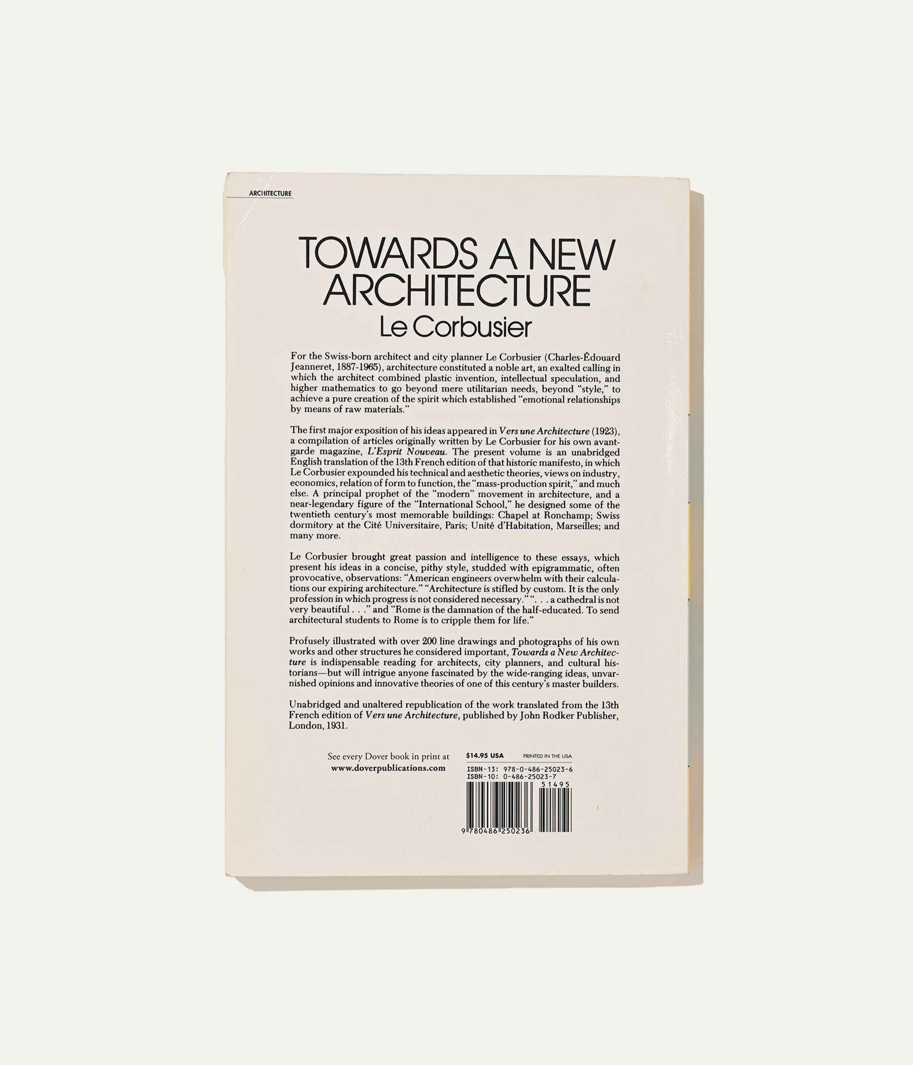 Towards a New Architecture, Le Corbusier, 1986 – ARCHIVISM